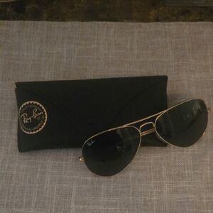 Ray-Ban Gold Frame Sunglasses with Black Case